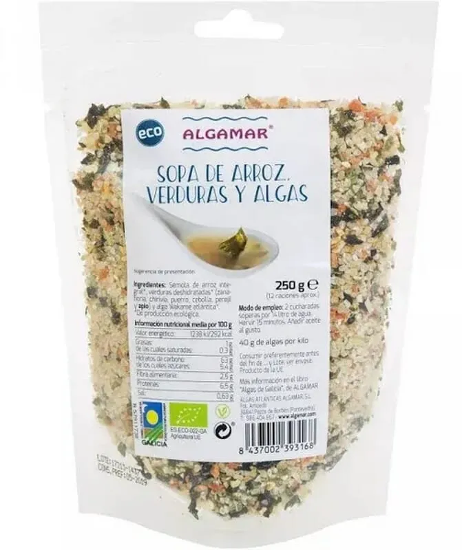 Sopa De Arroz Verduras Y Algas Bio 500g