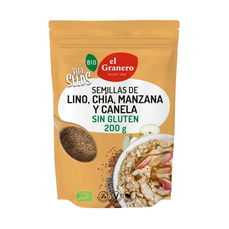 Vitaseeds Semillas De Lino Molido Con Chía, Manzana Y Canela Bio 200g