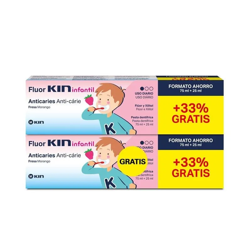 Fluor Kin Infantil Pasta Dentífrica Formato Ahorro 100 ml 2 Uds