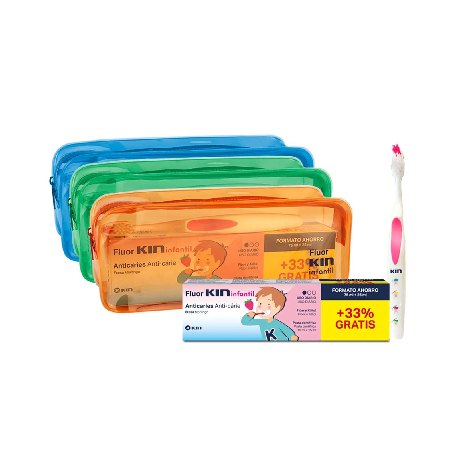 Pack Neceser Fluor Kin Pasta Dentífrica + Cepillo