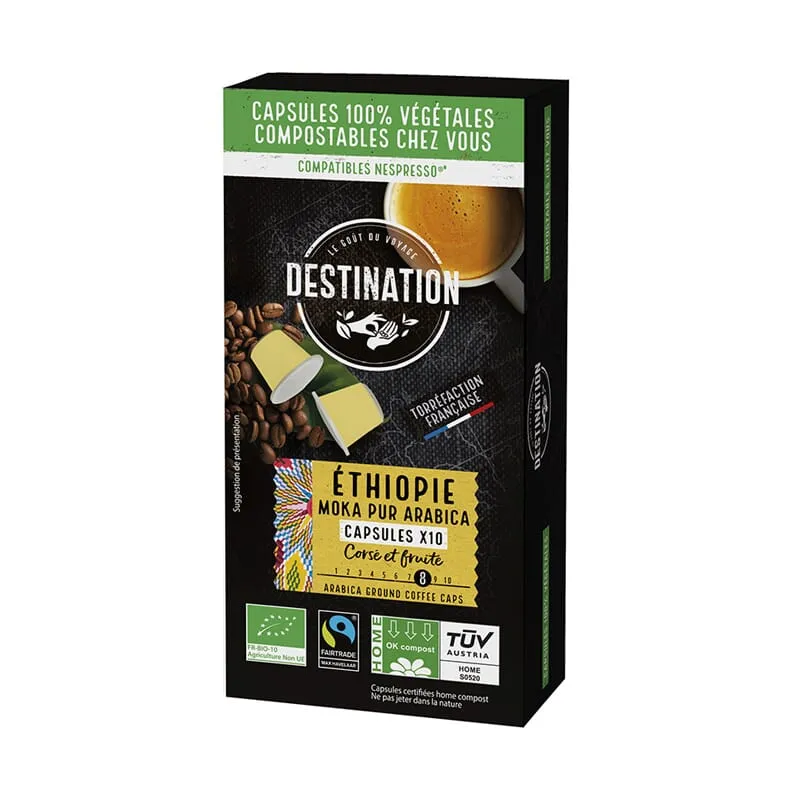 Cápsulas Biodesgradables Moka Pur Arábica Ethiopia Bio 5g 10 Uds