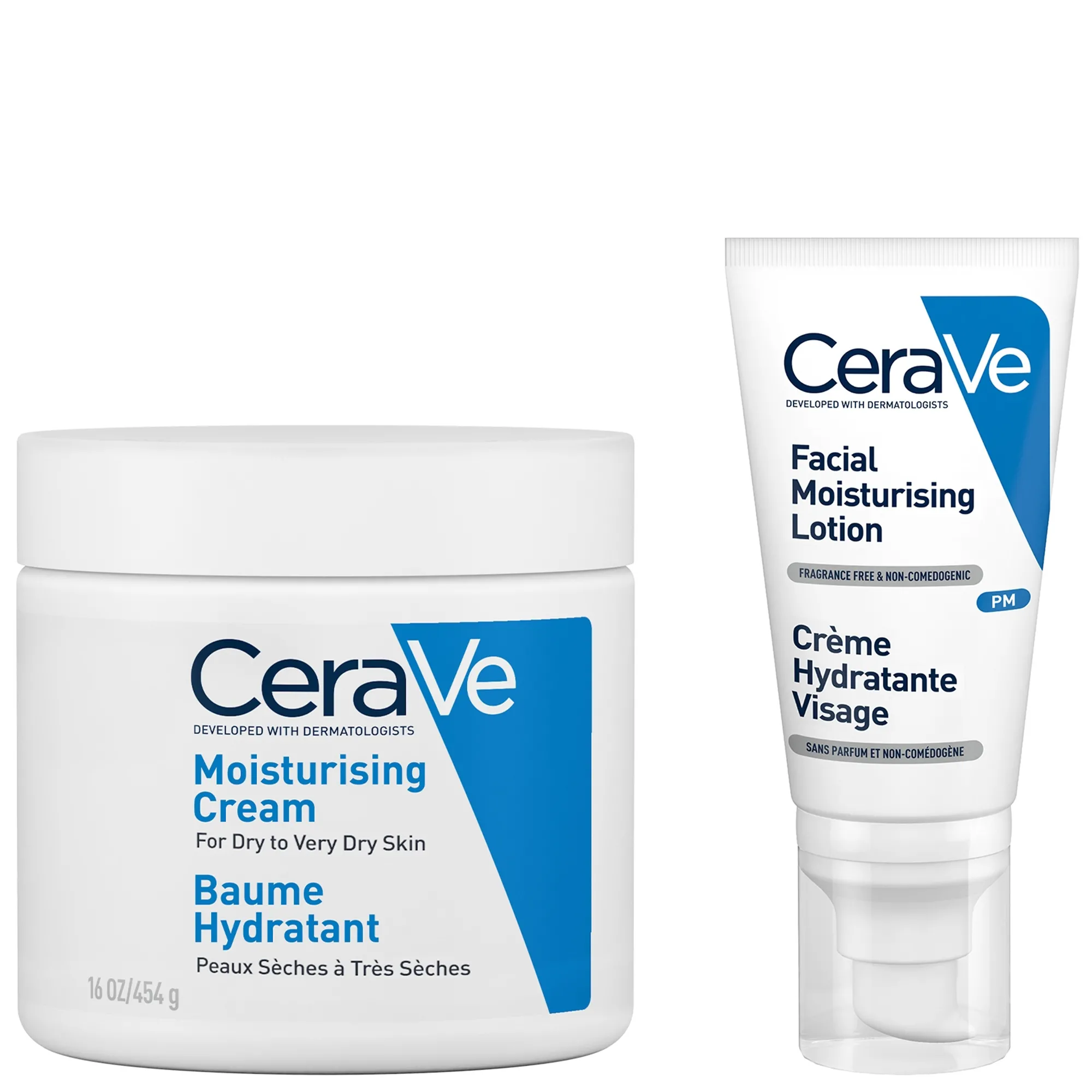 CeraVe Evening Moisturising Routine for Dry Skin, Face and Body Moisturiser with Hyaluronic Acid