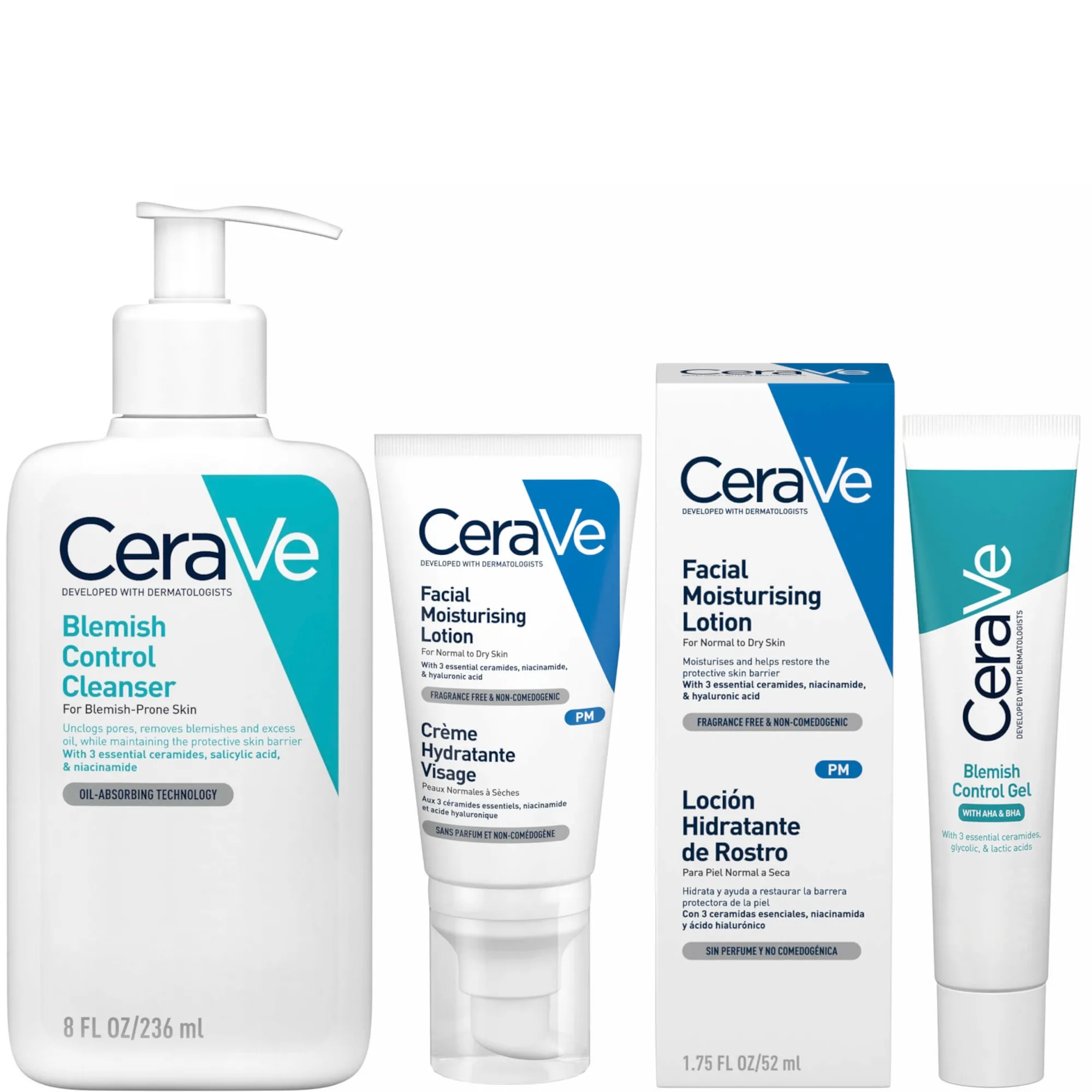 CeraVe 3-Step Blemish Control and Moisturising Evening Routine for Oily to Blemish-Prone Skin with Salicylic Acid