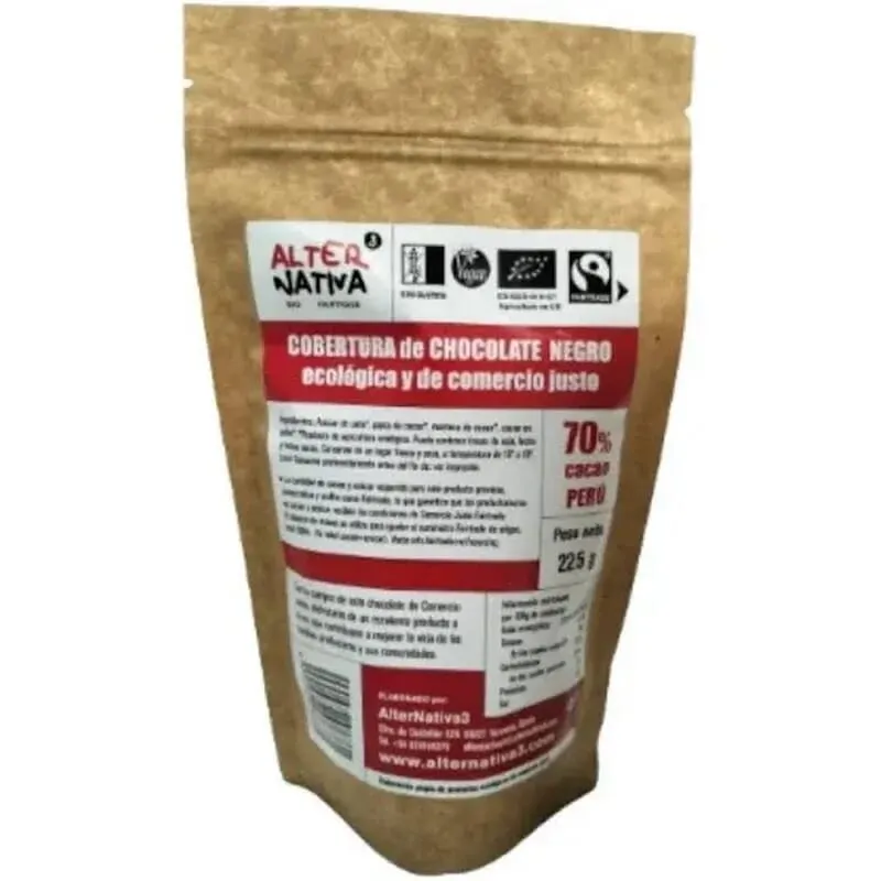 Cobertura De Chocolate Negro 70% Cacao De Perú 225g