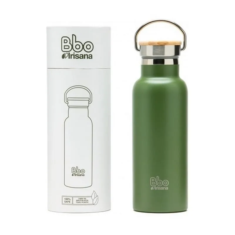 Botella Bbo Termo Inox Verde Tapón Bambu 500 ml