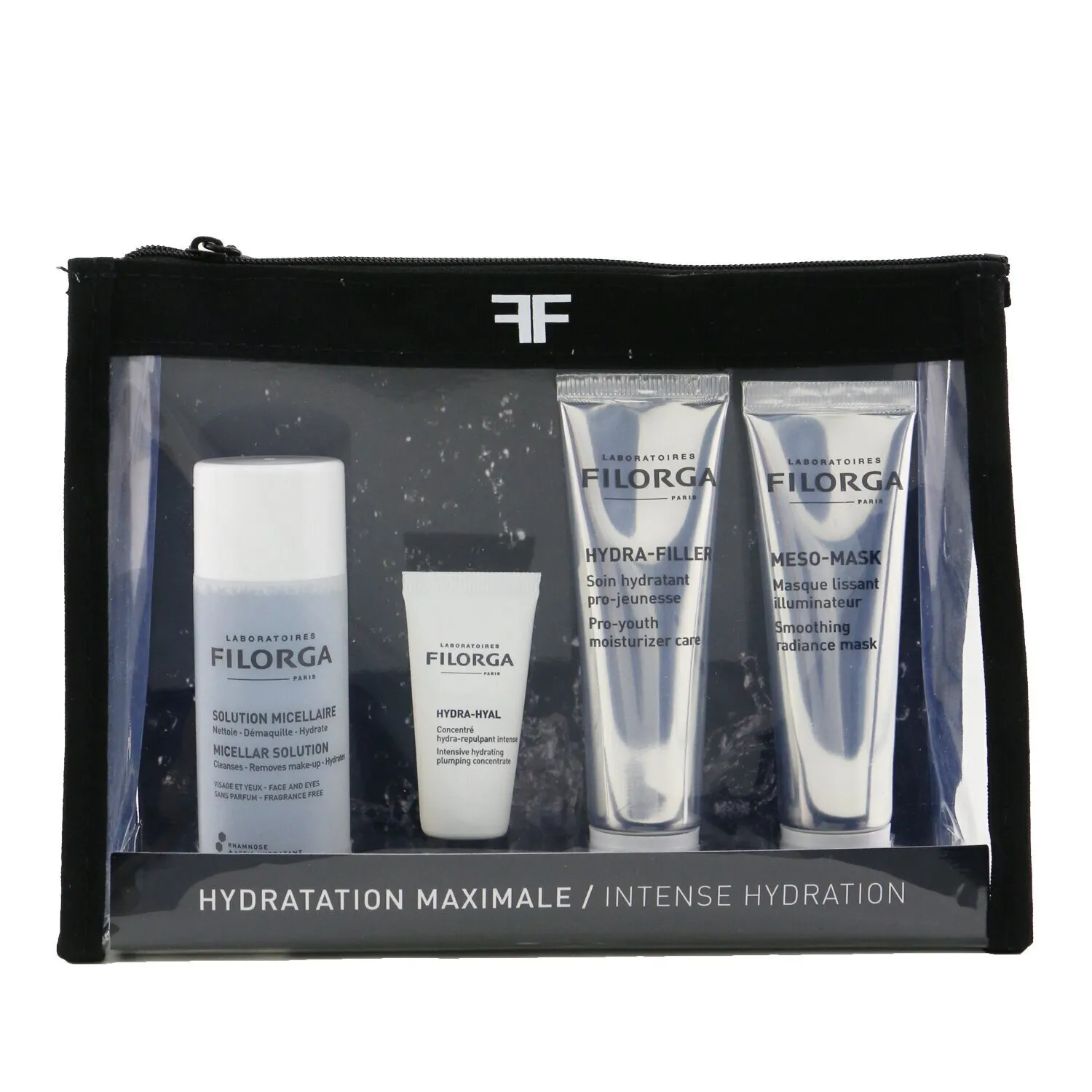 Set Intense Hydration: Micellar Solution 50ml + Hydra-Hyal 7ml + Hidra-Llenador 30ml + Meso Mascarilla 30ml + Bolsa