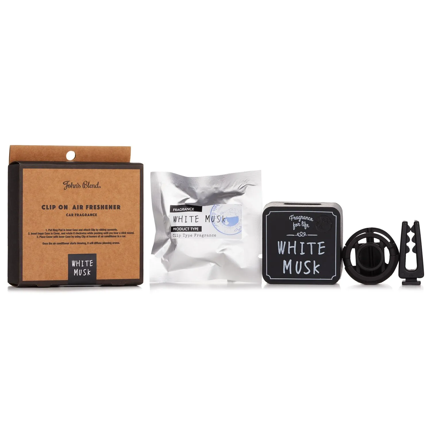 Ambientador con clip para coche - Almizcle blanco