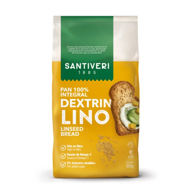 PAN INTEGRAL TOSTADO DEXTRIN CON SEMILLAS DE LINO 300g