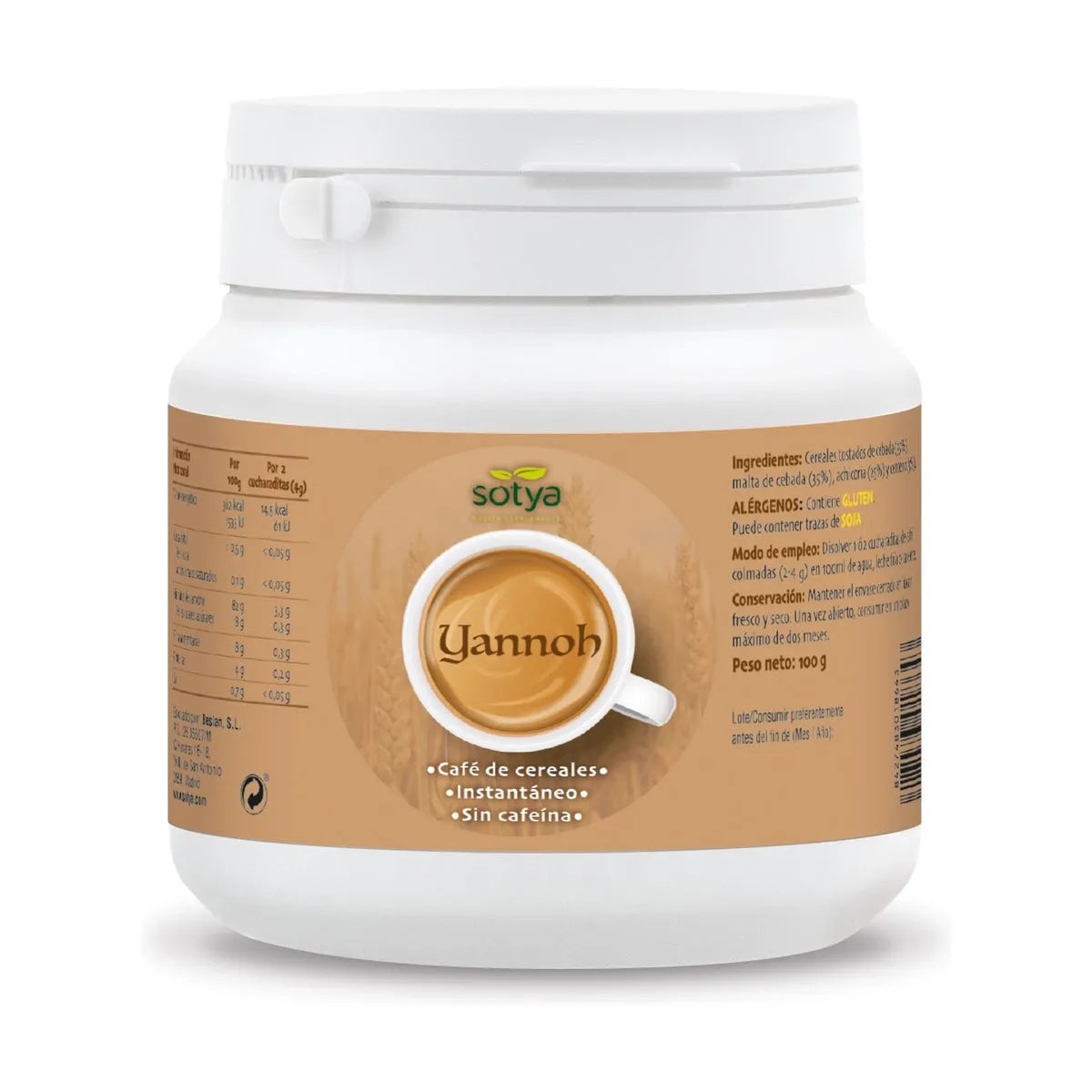 YANNOH INSTANTÁNEO EN POLVO (CAFÉ DE CEREALES) 100G - SOTYA