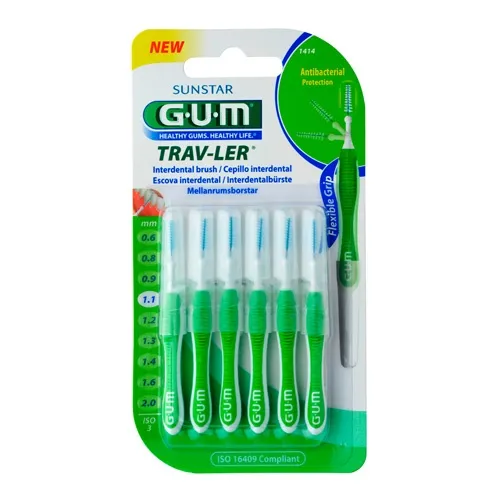 Cepillo interdental viaje - gum 1414 trav-ler (ultrafino 1.1 mm conico 6u)