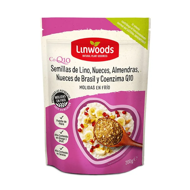 SEMILLAS DE LINO NUECES ALMENDRAS NUECES BRASIL Y CoQ10 200g