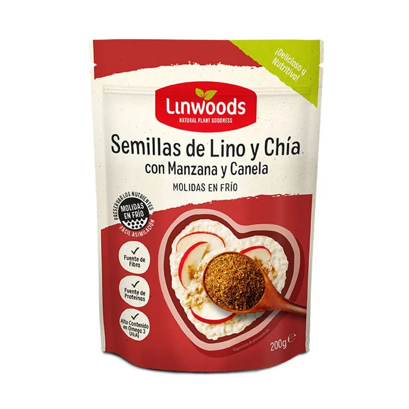 SEMILLAS DE LINO Y CHIA CON MANZANA Y CANELA 200g