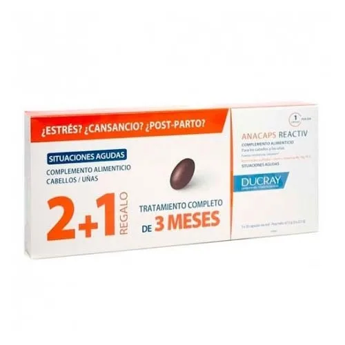 Anacaps reactiv cabello y uñas ducray 3 envases 30 capsulas - ducray
