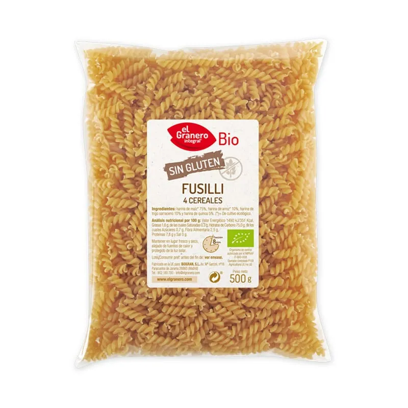 Fusilli De 4 Cereales Sin Gluten Bio 500g