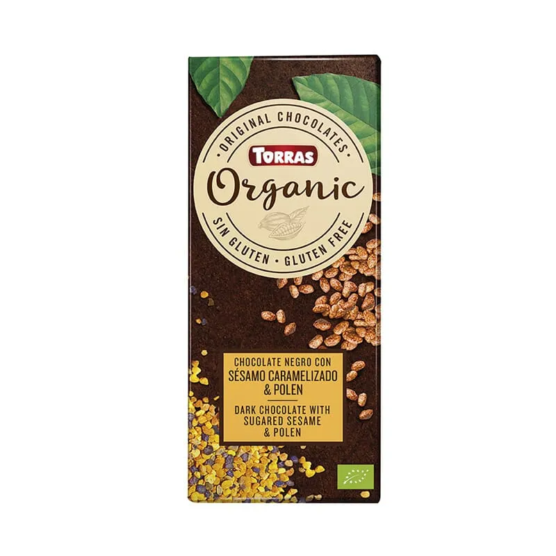 Chocolate Negro Con Sésamo Tostado y Polen Organic 100g