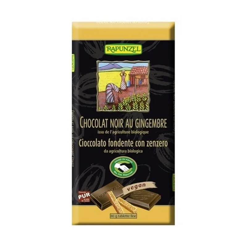 Tableta De Chocolate Negro Con Jengibre Bio 80g