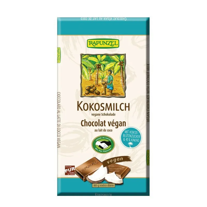 Tableta De Chocolate Con Leche Y Coco 80g