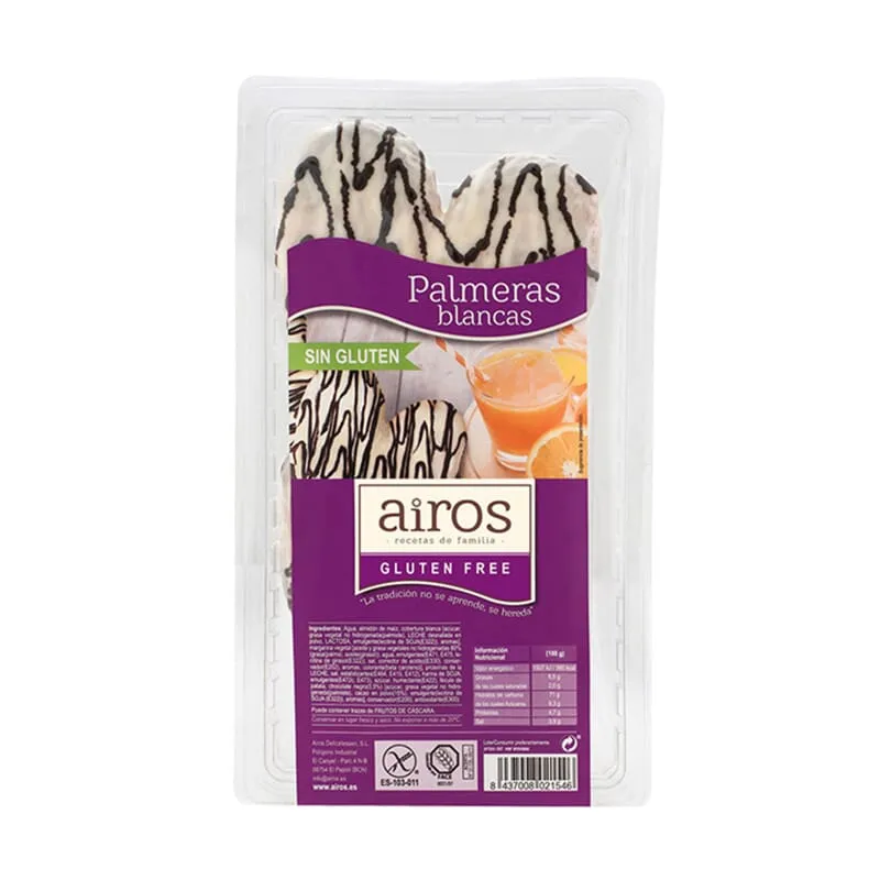 Palmeras Con Chocolate Blanco Sin Gluten 150g