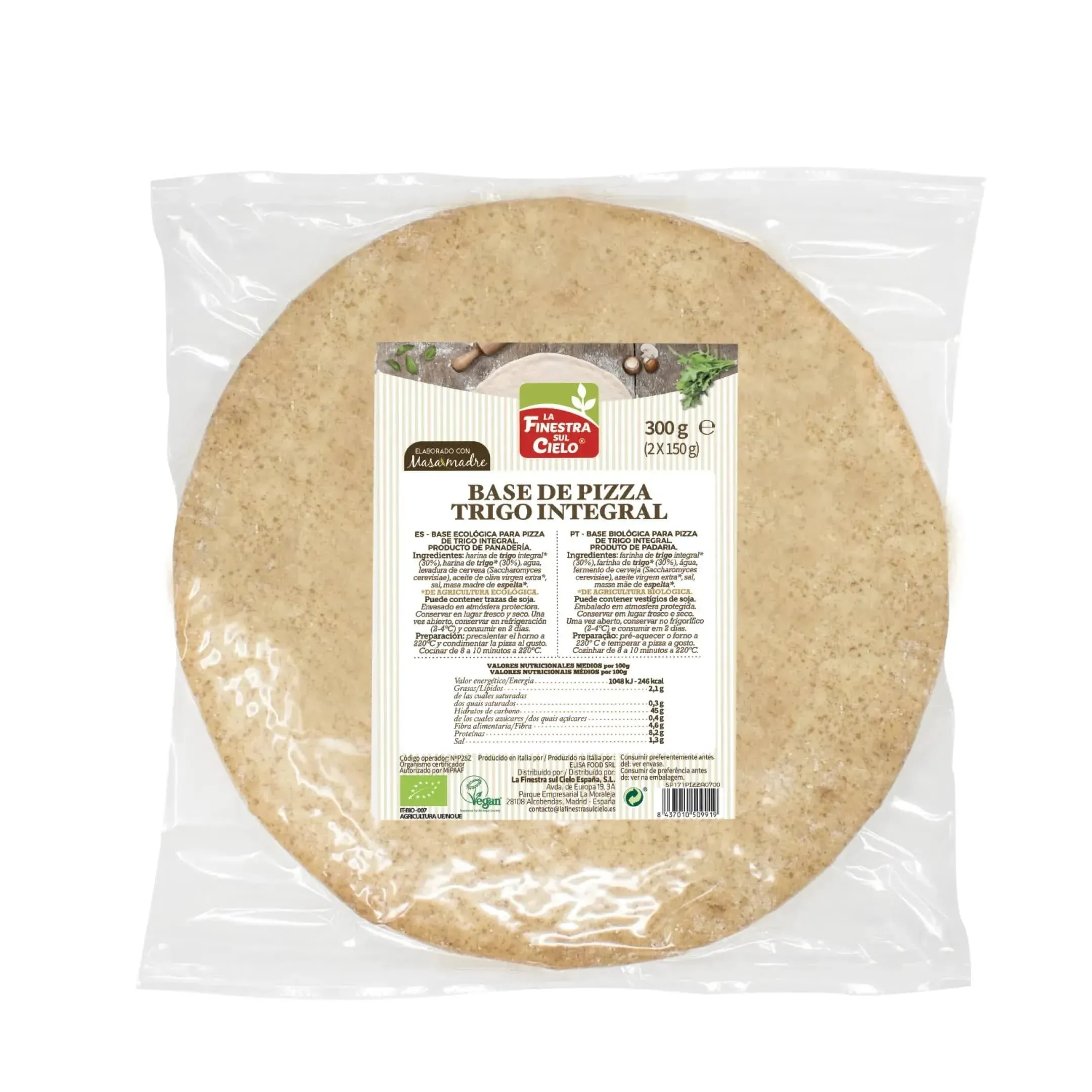 Base De Pizza De Trigo Integral Bio Vegan 300g