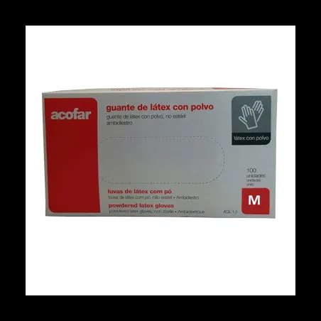 GUANTES LATEX BLANCO c/polvo T/M 100un**