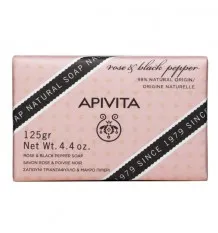 Apivita Pastilla Jabón Natural con Rosa y Pimienta Negra 125g