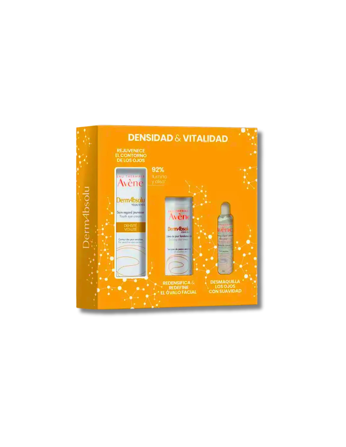 AVENE Pack Dermabsolu Contorno De Ojos 15 ml + Crema De Día Esencial 10 ml + Desmaquillante Suavidad Ojos 25 ml