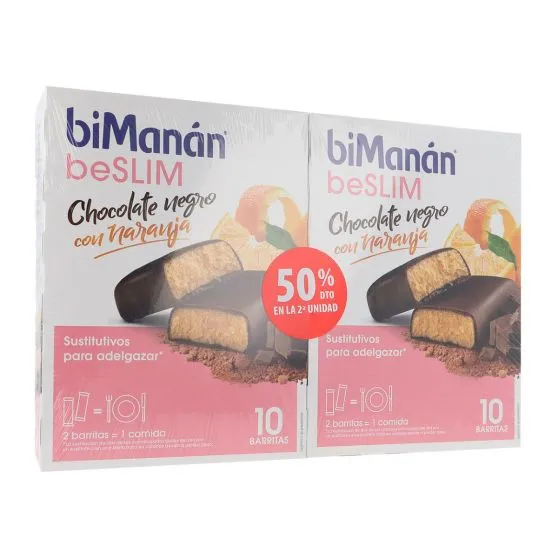 biManán Duplo beSlim Barritas Sabor Chocolate Negro y Naranja