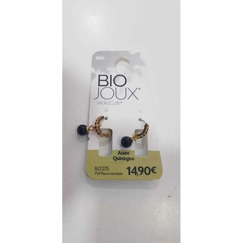 Biojoux Nickel Safe Brookling Perla Negra 12mm Chapado Oro 24k