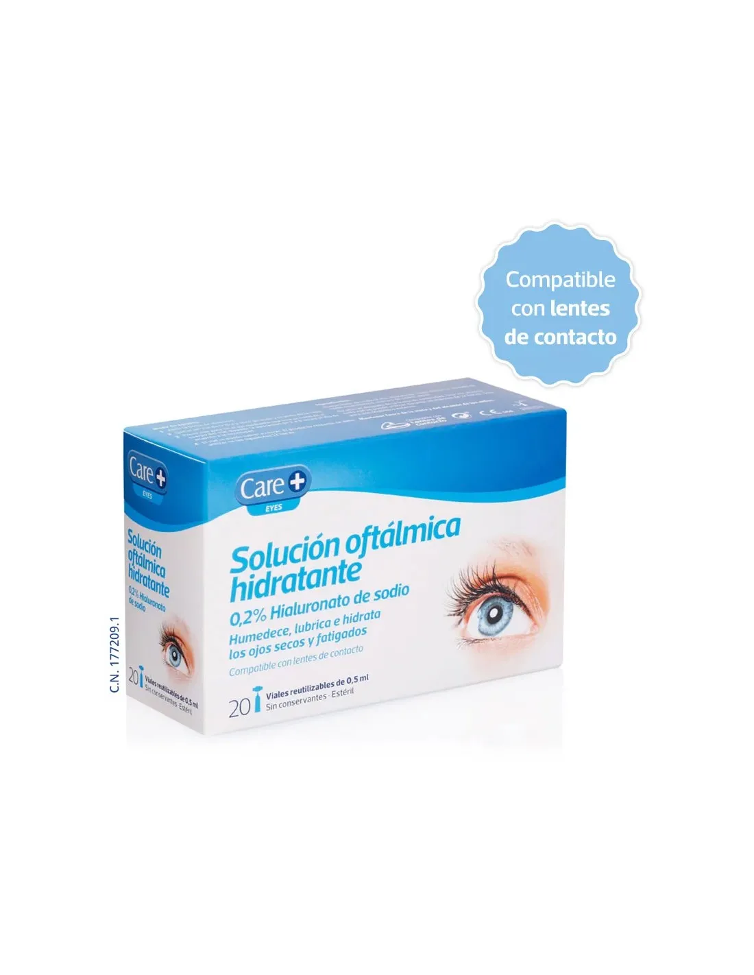 CARE+ Solución Oftámica Hidratante 0,2% Hialuronato de Sodio 20 Viales