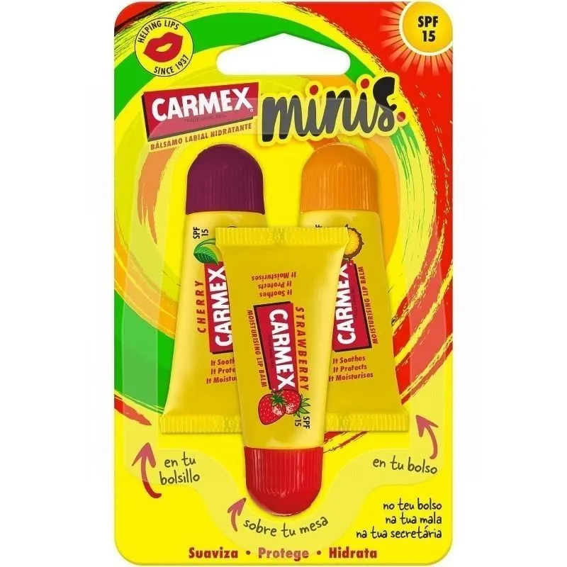 Carmex Mini Bálsamo Labial SPF-15 3 Minitubos 5g