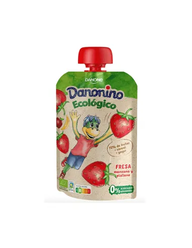 DANONINO POUCH ECOLÓGICO FRESA, MANZANA Y PLÁTANO 90 G