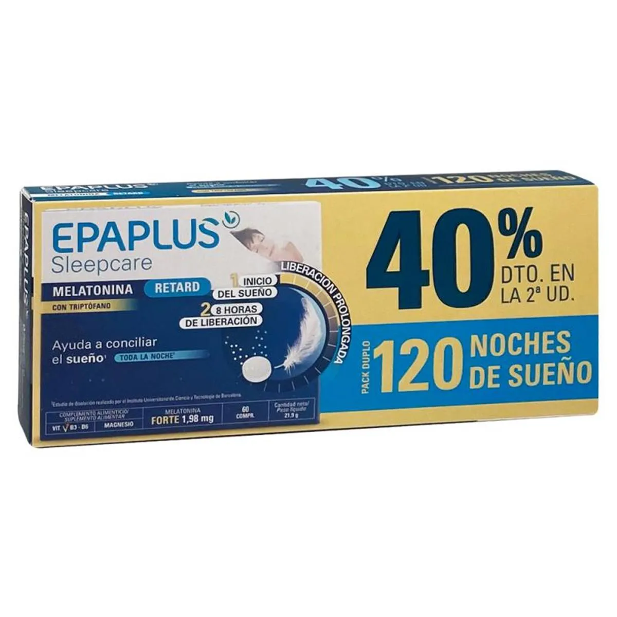 Duplo Epaplus Sleepcare Melatonina Retard con Triptófano 2x60 comprimidos