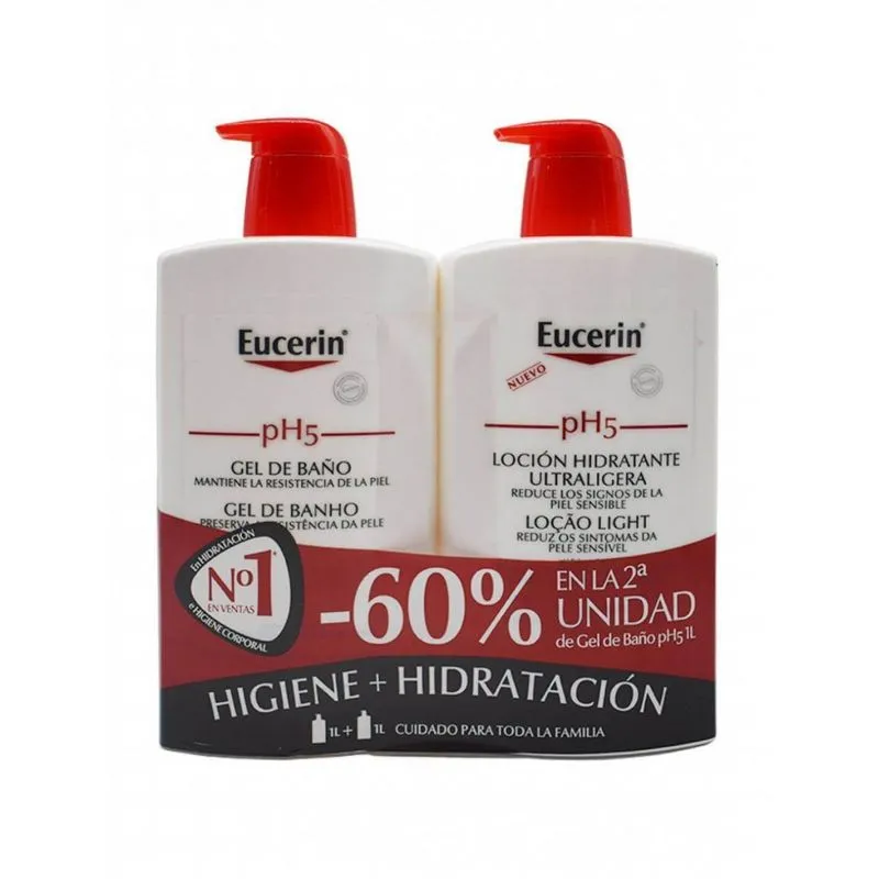 Eucerin Duplo Loción Hidratante Ultraligera + Gel de Baño 1000 ml