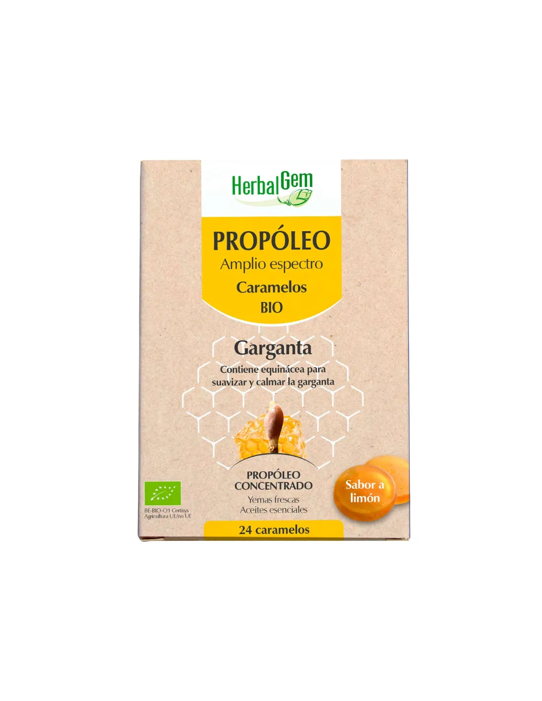 HerbalGem Propóleo Amplio Espectro Bio 24 Caramelos