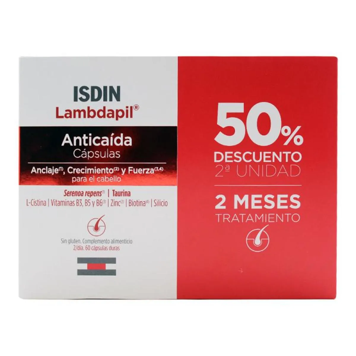 Duplo Isdin Lambdapil Anticaída 2x60 cápsulas