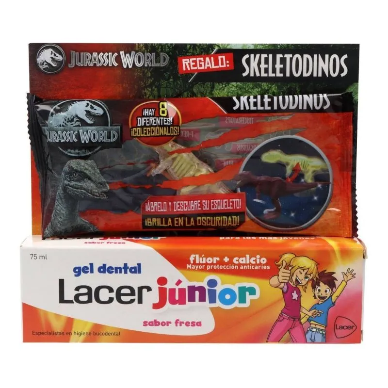 Lacer Júnior Gel Dental Fresa 75ml + Regalo Dinosaurio Luminoso