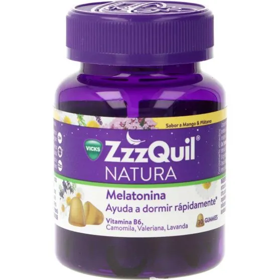 ZzzQuil Natura Melatonina Mango y Plátano gominolas
