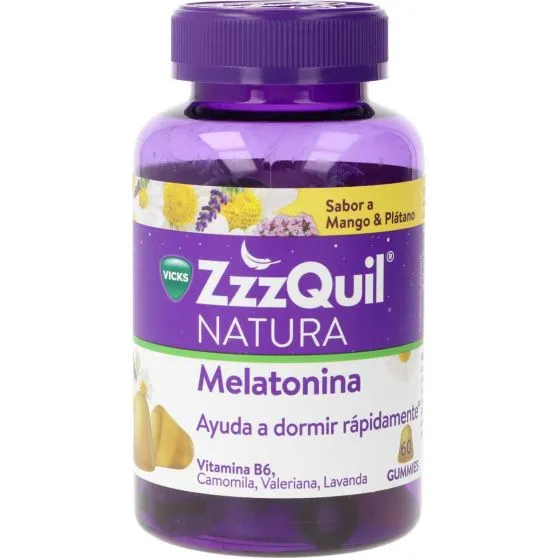 ZzzQuil Natura Melatonina Mango y Plátano 60 gominolas