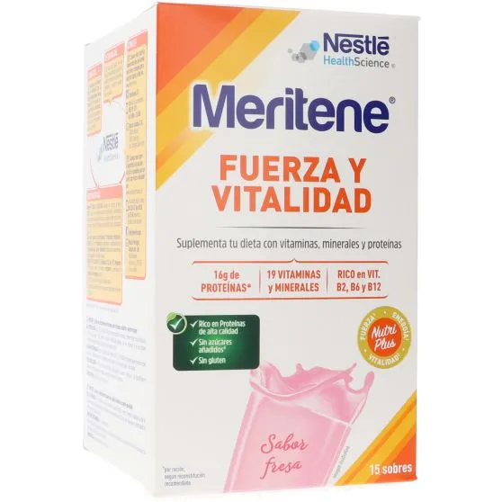 Meritene Batidos Fuerza y Vitalidad Fresa 15 Sobres