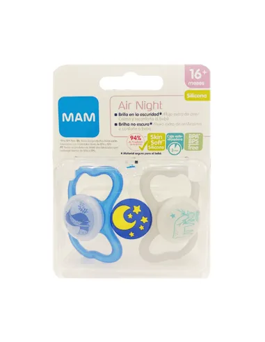 MAM CHUPETE SILICONA AIR NIGHT +16 MESES 2 UNIDADES