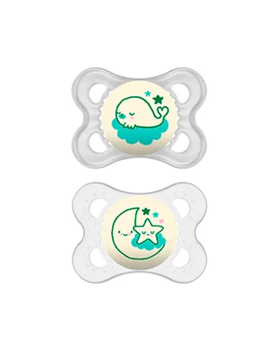 MAM CHUPETE SILICONA ORIGINAL NIGHT 0- 6 MESES 2 UNIDADES