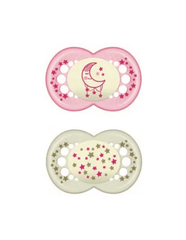 MAM CHUPE SILICONA ORIGINAL NIGHT + 6M 2 UND