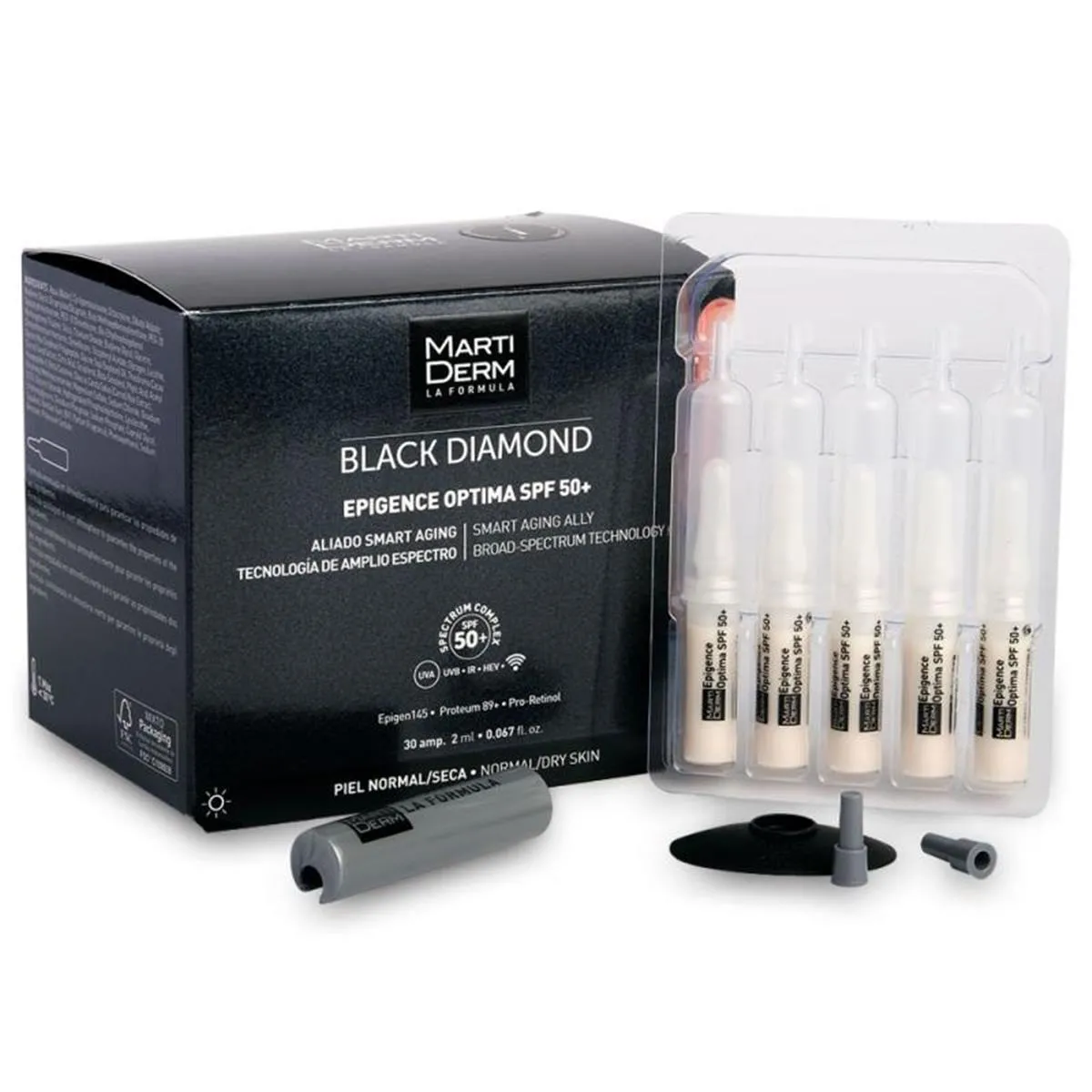 Martiderm Black Diamond Epigence Optima SPF50+ Piel Normal y Seca 30 ampollas