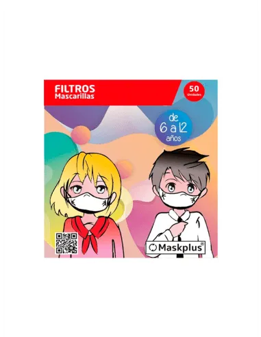 MASKPLUS FILTROS MASCARILLAS ANTIVIRAL 6-12 AÑOS 50 UNIDADES