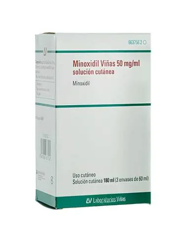 MINOXIDIL VIÑAS 50 MG/ML SOLUCION CUTANEA 3X60ML (180ML)