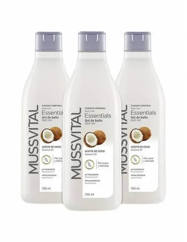 MUSSVITAL ESSENTIALS GEL DE BAÑO ACEITE DE COCO 3 X 750 ML