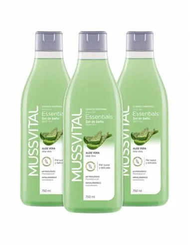 MUSSVITAL ESSENTIALS GEL DE BAÑO ALOE VERA 3 X 750 ML