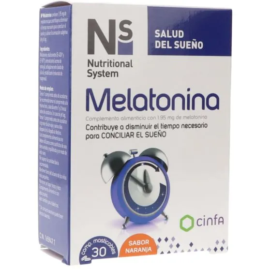 NS Melatonina Sabor Naranja 30 Comprimidos masticables