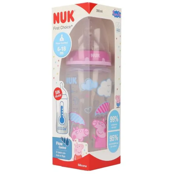 Biberón Control Temperatura 6-18 meses Peppa Pig Nuk Control Flow