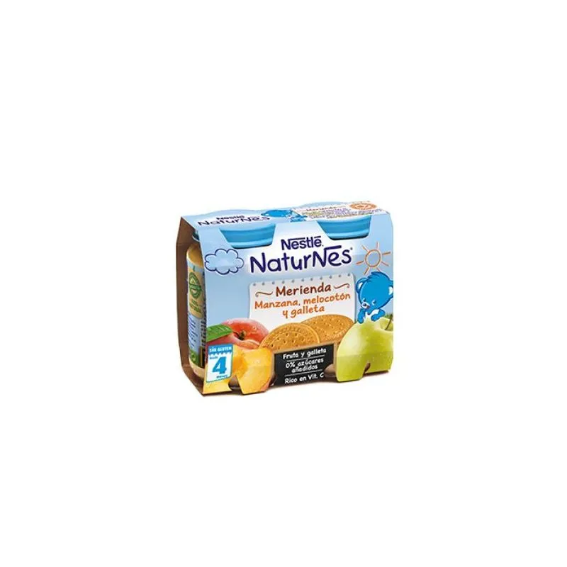 Nestlé Merienda Manzana, Melocotón y Galletas 2uds X 200gr